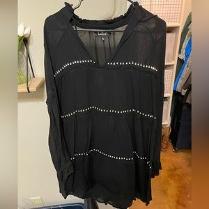 Make Some Waves Black Tiered Long Sleeve Swing Dress